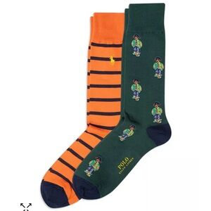 NWT Men’s Polo Ralph Lauren Mini American Heritage Bear Dress Socks Pack of 2